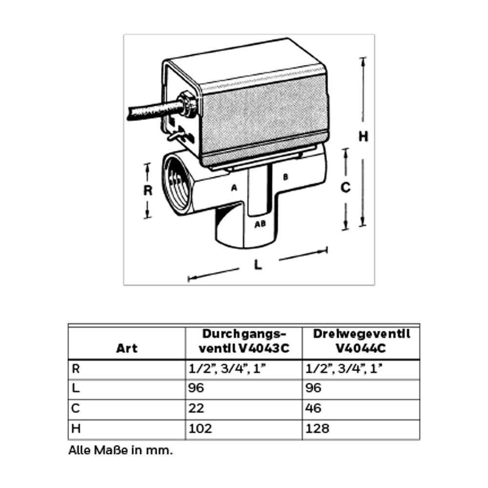 Resideo Zonen-Dreiwegeventil V4044C Messing 1/2 "... RESIDEO-V4044C1452/U 5059087011268 (Abb. 4)