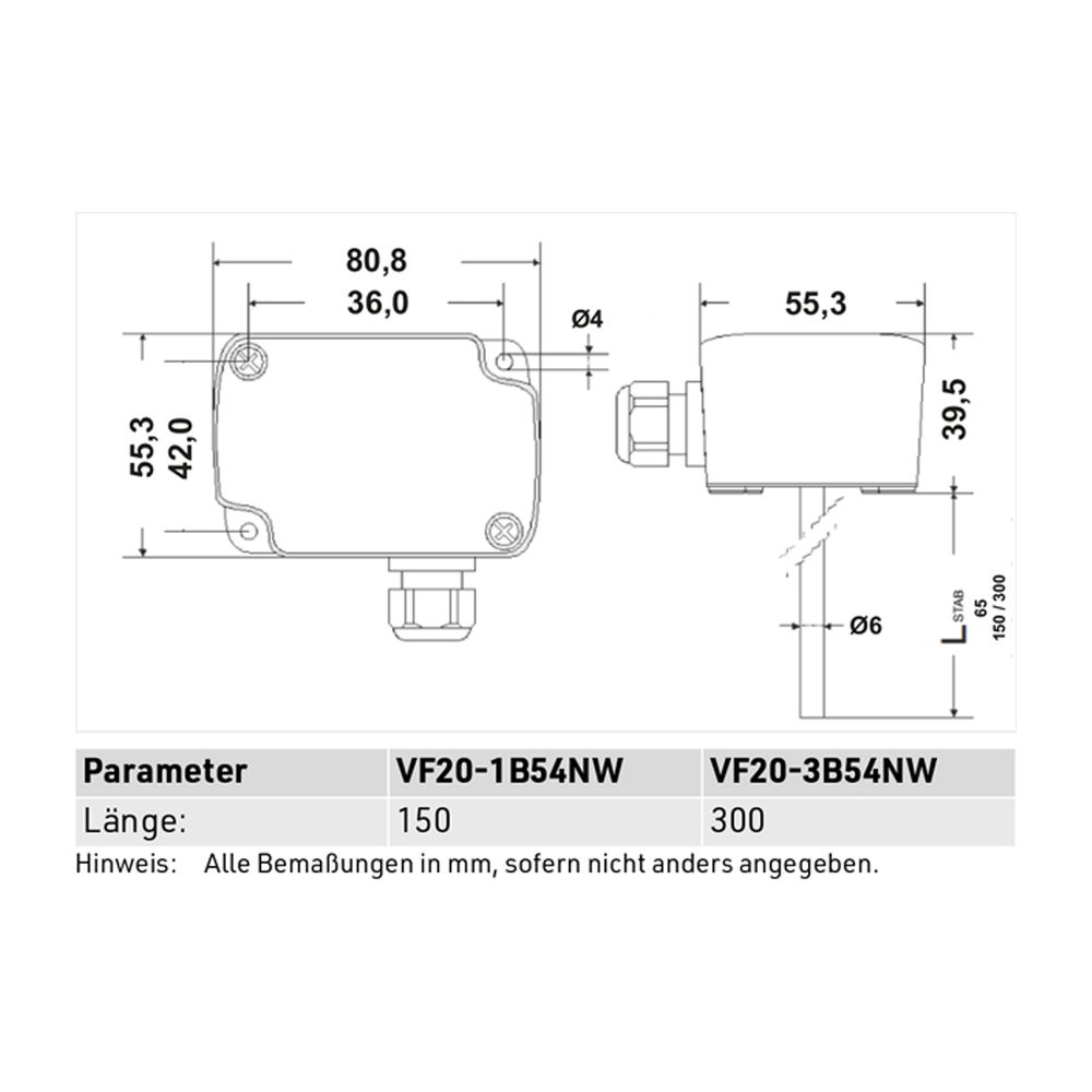 Resideo Luftkanal- und Tauchfühler VF NTC 20k, -40 - +150 GradC, IP54, 150mm... RESIDEO-VF20-1B54NW-R 5059085000813 (Abb. 4)