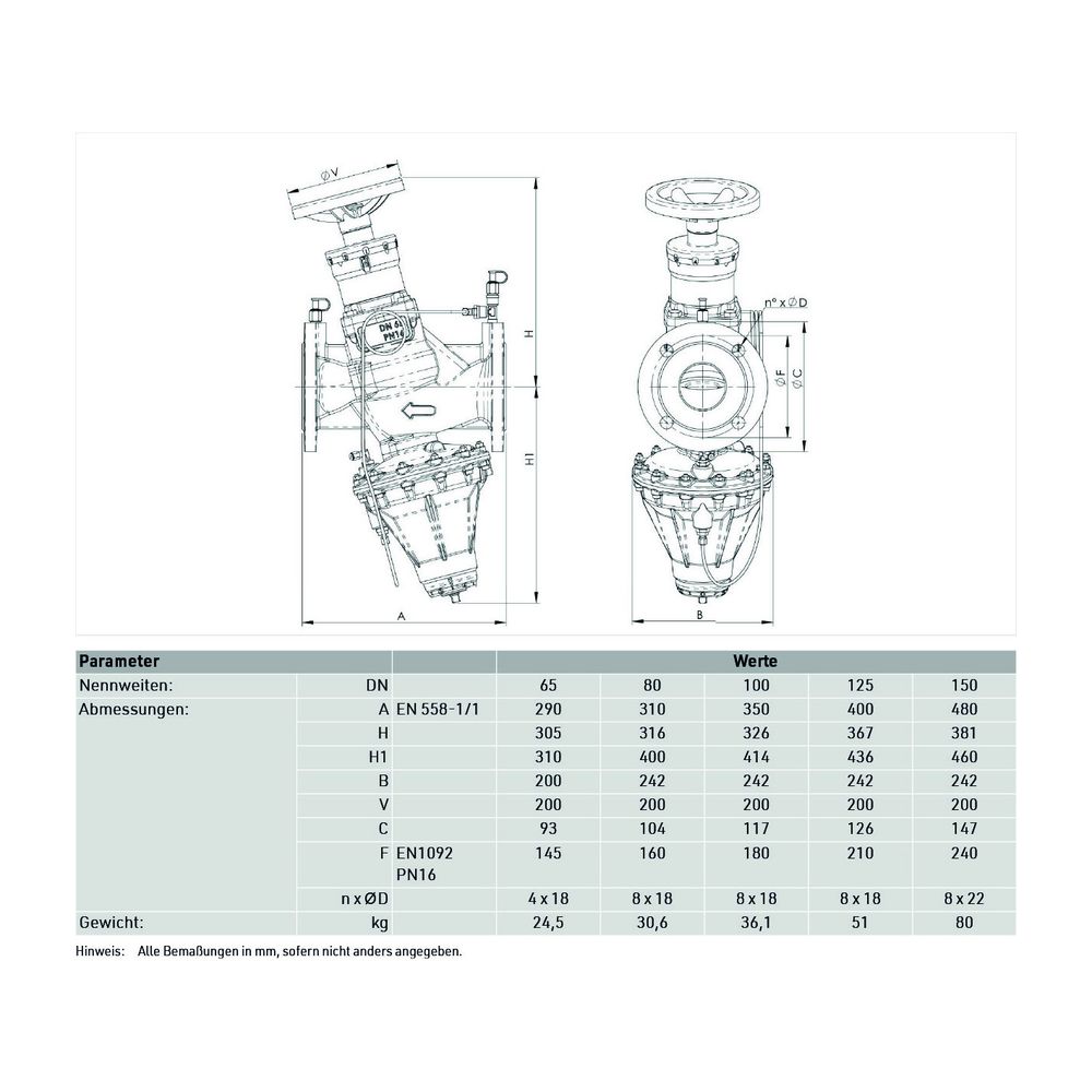 Resideo Differenzdruck-Regelventil Kombi-Auto, Grauguss, PN 16, DN 80, 80-160 kPa... RESIDEO-V70002080 5059087019615 (Abb. 2)