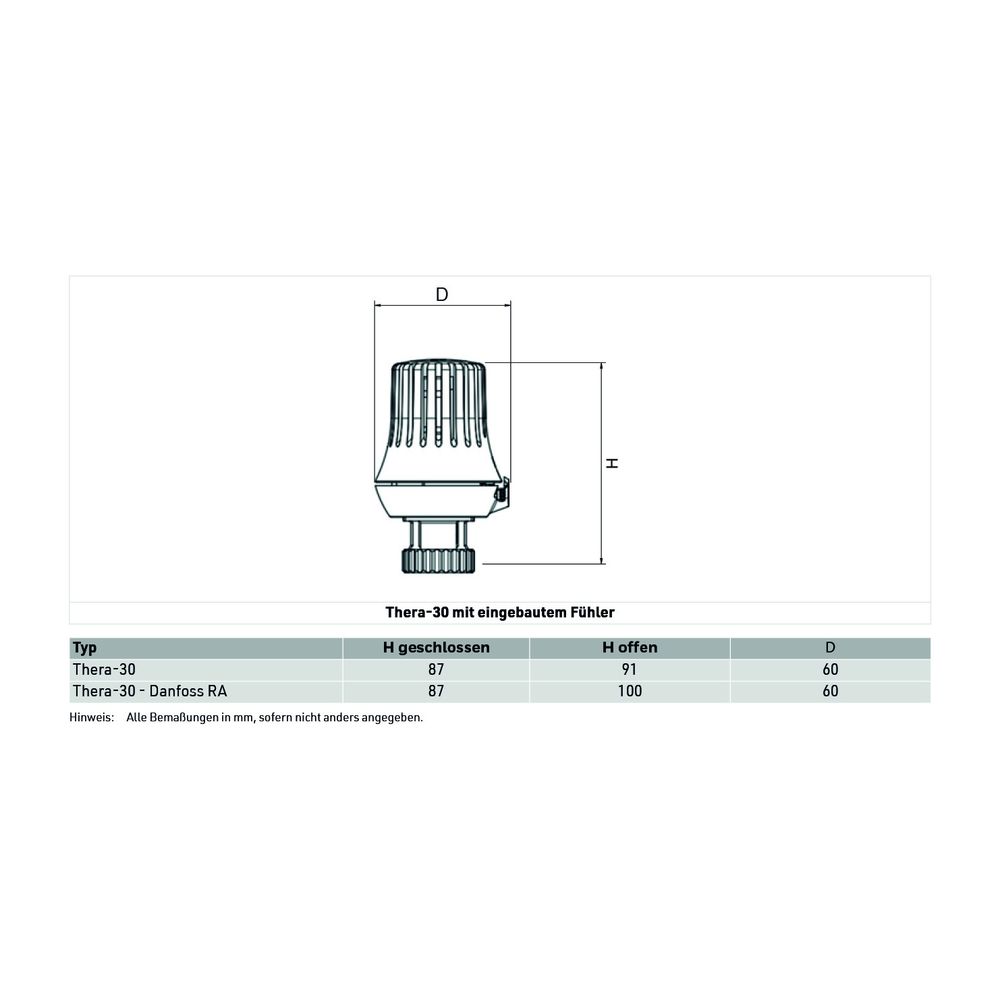 Resideo Thermostatregler Thera-30, 1-28 Grad C, M30x1,5mm, Weiß... RESIDEO-T6000W0 5059087019165 (Abb. 2)