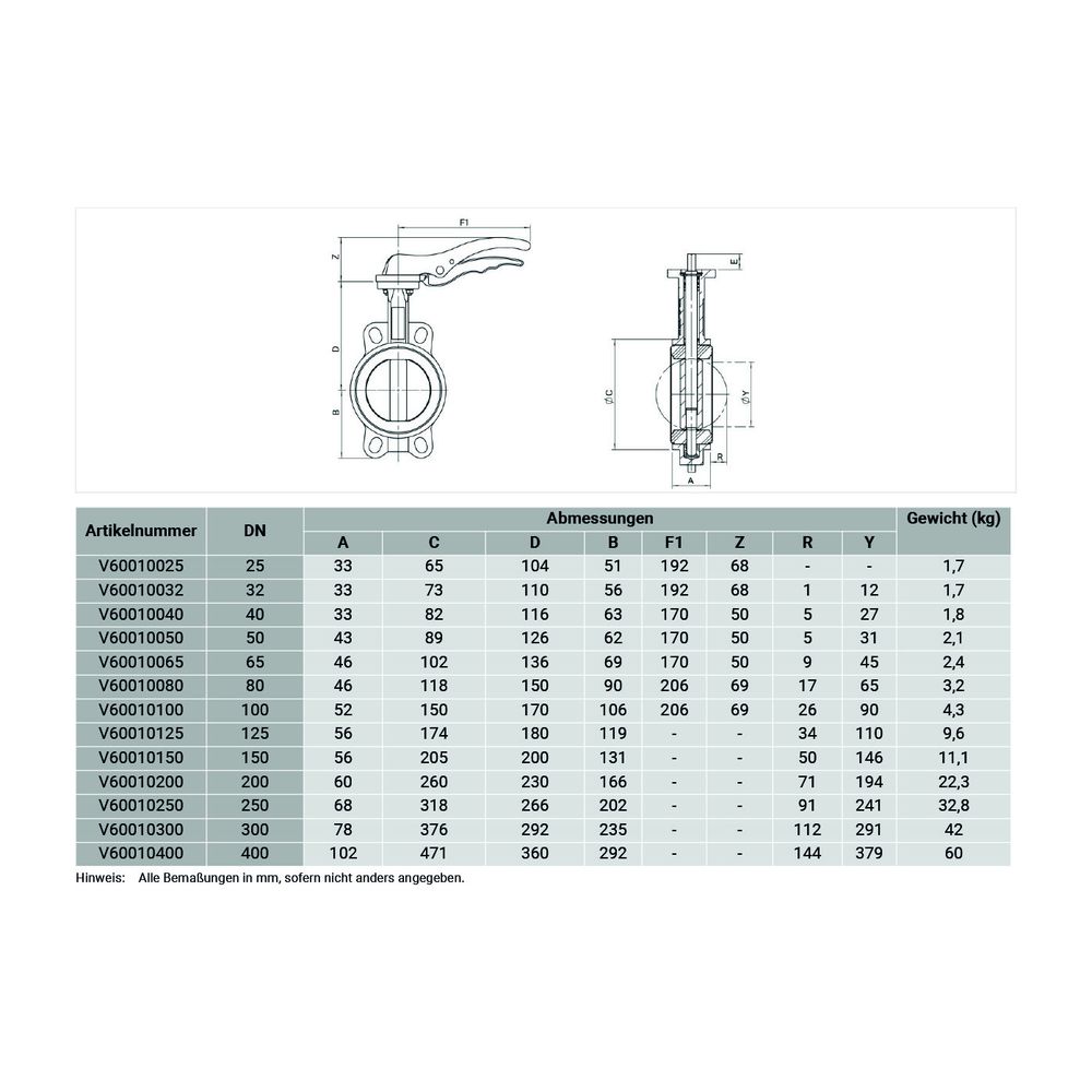 Resideo Absperrklappe V6001, Sphäroguss, Flansch, PN 16, DN 125, mit Getriebebox... RESIDEO-V60010125 5059087022592 (Abb. 2)