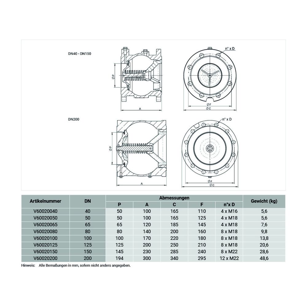 Resideo Rückflussverhinderer V6002, Grauguss, Flansch, PN 16, DN 100... RESIDEO-V60020100 5059087022684 (Abb. 2)
