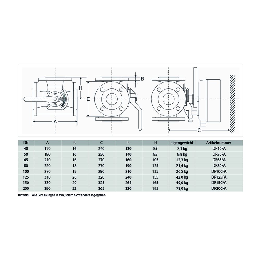 Resideo Dreiwege-Flanschenmischer DR GG 20, grau, PN 6, abgewinkelt DN 200... RESIDEO-DR200FA 4024627040665 (Abb. 4)