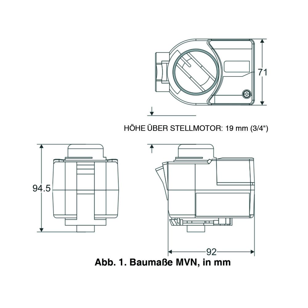 Resideo Drehantrieb MVN, für Regelkugelhahn VBG, 230V AC, 2-/3-Punkt... RESIDEO-MVN663A1500 4024627218125 (Abb. 3)