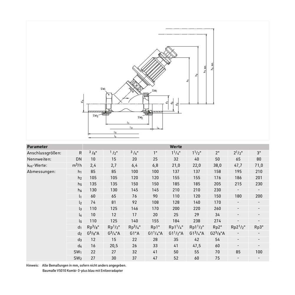 Resideo Strangregulierventil Kombi-3-Plus, Messing, Innengewinde, DN 25... RESIDEO-V5010Y0025 4029289008633 (Abb. 3)