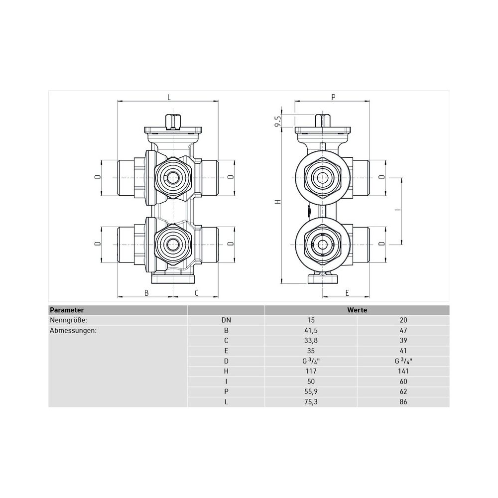 Resideo 6-Wege-Ventil VBG26 Messing, DN 15, Außengewinde, Kvs 1,25... RESIDEO-VBG26-15 5059087016515 (Abb. 3)