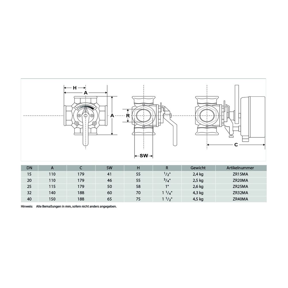 Resideo 4-Wege-Muffenmischer ZR, GG 20, PN 6, DN 25, Grau... RESIDEO-ZR25MA 4024627110153 (Abb. 4)
