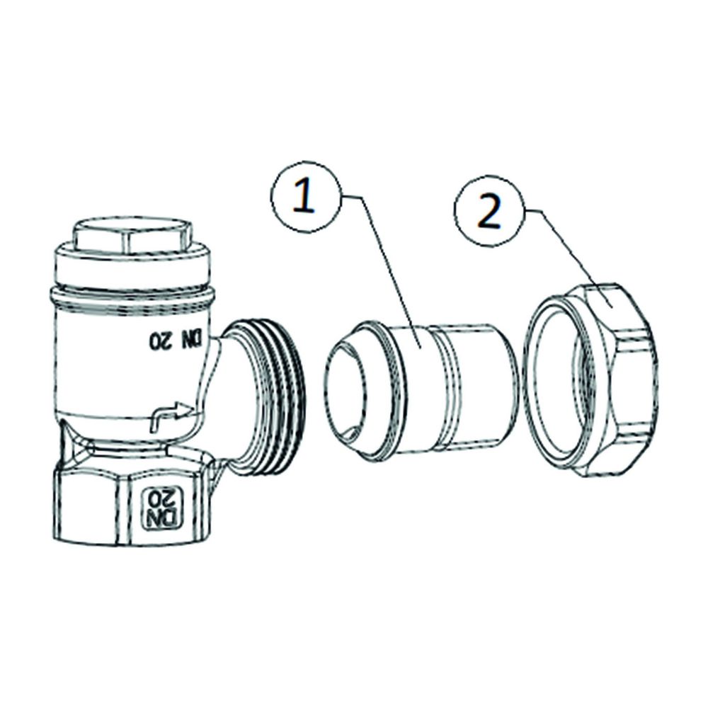 Resideo Rücklaufverschraubung Veramax Messing vernickelt, Eck, 1/2"... RESIDEO-V2440E0015A 5059087009791 (Abb. 5)