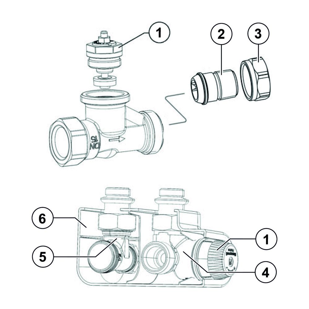 Resideo Thermostatventil Kombi-TRV Messing vernickelt, Eck, DN20... RESIDEO-V2100EPI20 4029289083272 (Abb. 5)