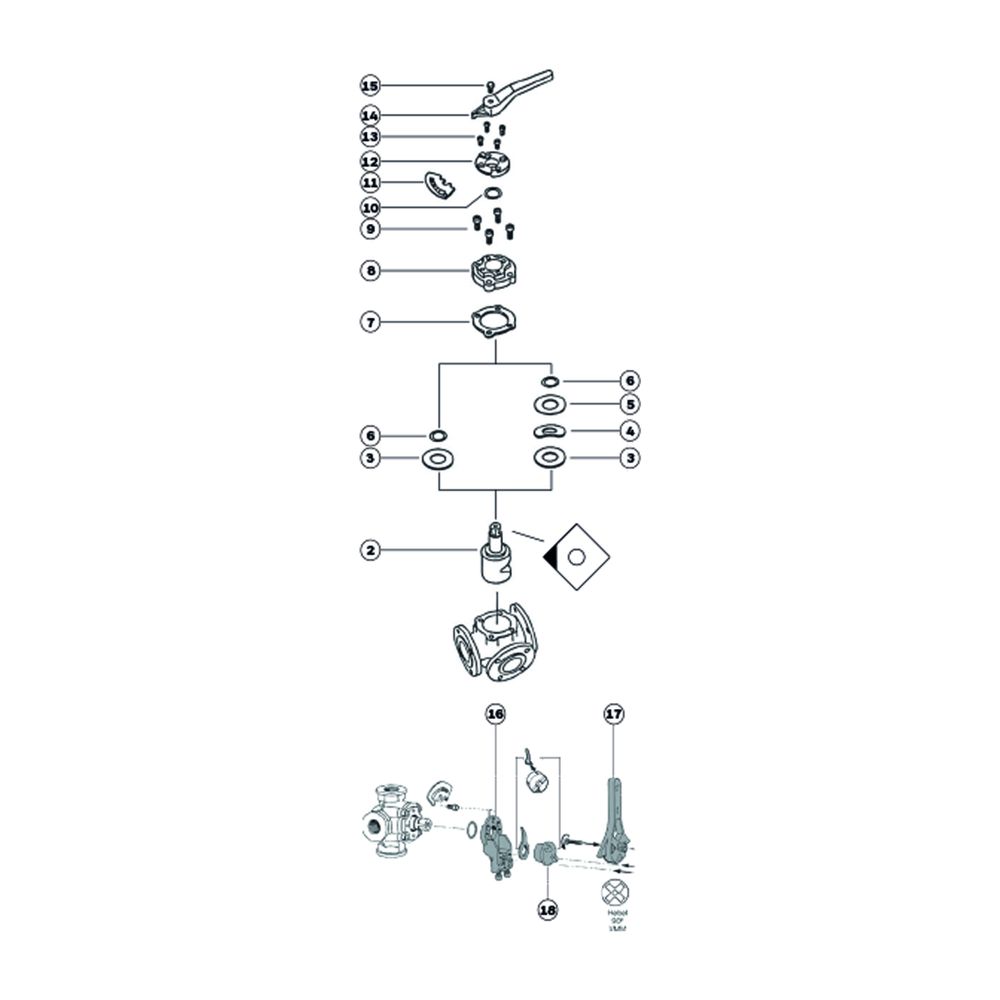 Resideo Dreiwege-Flanschenmischer DR GG 20, grau, PN 6, abgewinkelt DN 200... RESIDEO-DR200FA 4024627040665 (Abb. 5)