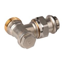 Resideo Rücklaufverschraubung Verafix-E, Messing vernickelt, Eckausführung, DN 15, ... RESIDEO-V2437E0015 5059087010223 (Abb. 1)