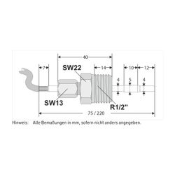 Resideo Tauch-Temperaturfühler VFF NTC 20k, -20 bis 140 GradC, IP 65, 75mm... RESIDEO-VFF20-75P65-R 5059085000950 (Abb. 1)