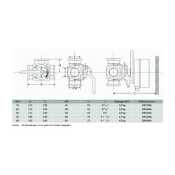 Resideo Dreiwege-Muffenmischer DR GG 20, grau, PN 6, abgewinkelt DN 25... RESIDEO-DR25MA 4024627100154 (Abb. 1)