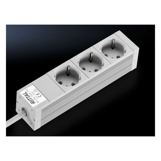 Rittal Steckdosenleiste DK 7240110, 3-fach, 250V 16A, Aluminium, Grau