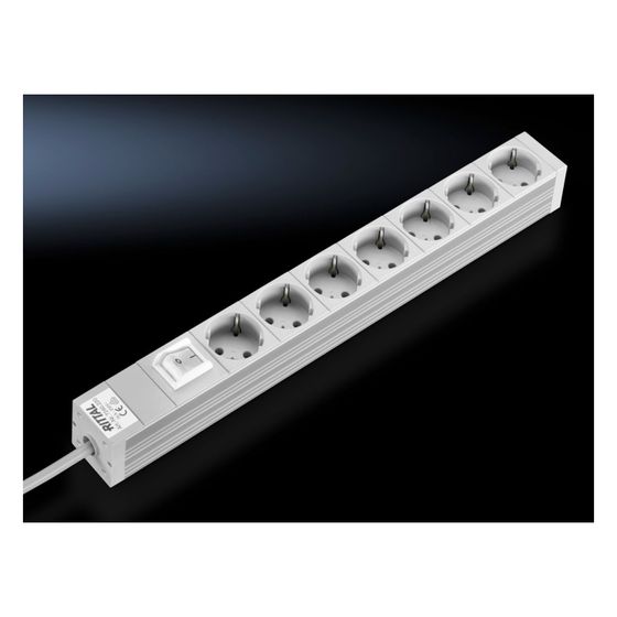 Rittal Steckdosenleiste DK 7240.220, 7-fach, 482,6x44x44mm, Aluminium, Grau