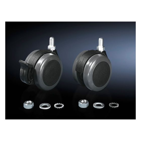 Rittal Doppel-Lenkrollen CP 6148.000, 85mm Bodenfreiheit, M12x20 Gewinde, Schwarz