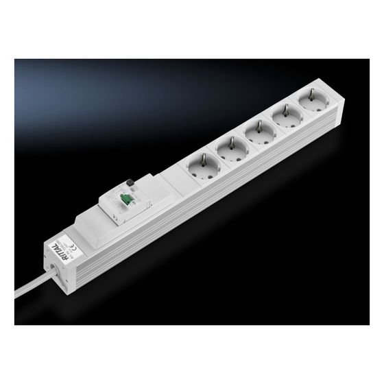 Rittal Steckdosenleiste DK 7240280, 5-fach, 250V, 16A, 482,6x44x44mm, Aluminium/Polycarbonat, Grau