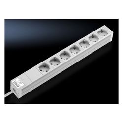 Rittal Steckdosenleiste DK 7240.210, 7-fach, 482,6x44x44mm, Aluminium, Grau... RITTAL-7240210 4028177221161 (Abb. 1)
