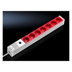 Rittal Steckdosenleiste USV, 7-fach, 250V 10A, Aluminium/Polycarbonat, Rot, DK7240260... RITTAL-7240260 4028177221215 (Abb. 1)