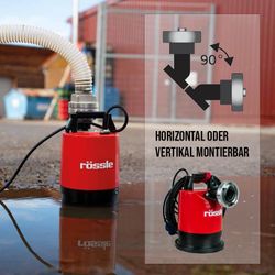 Rössle FLAT-ROSS Tauchpumpe, 400W, 240l/min, 230V, 10m Kabel, C-Storz, Flachabsaugung, für niedrige... ROESSLE-HYDZ007  (Abb. 1)