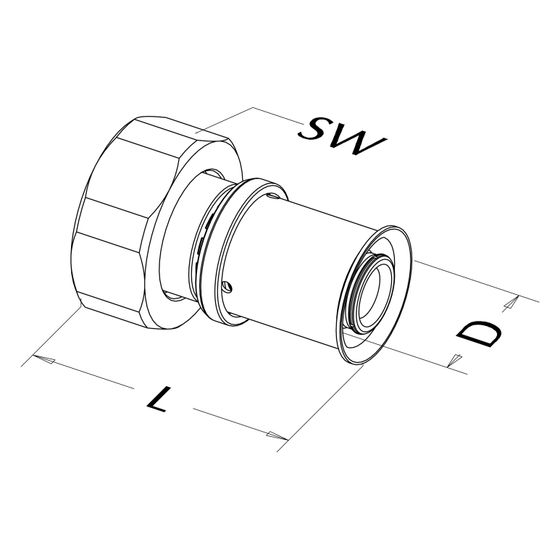 Roth Pressverschraubung gerade, 17mm, 3/4