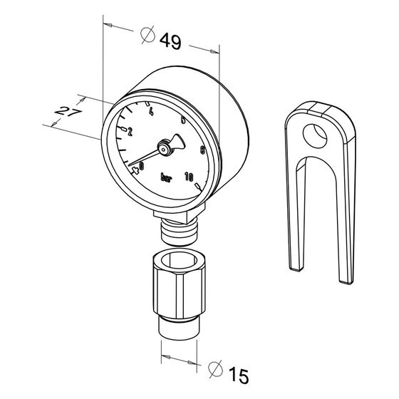 Roth Manometer-Set, 0-10 bar, 50mm, Kunststoff, 1135008023