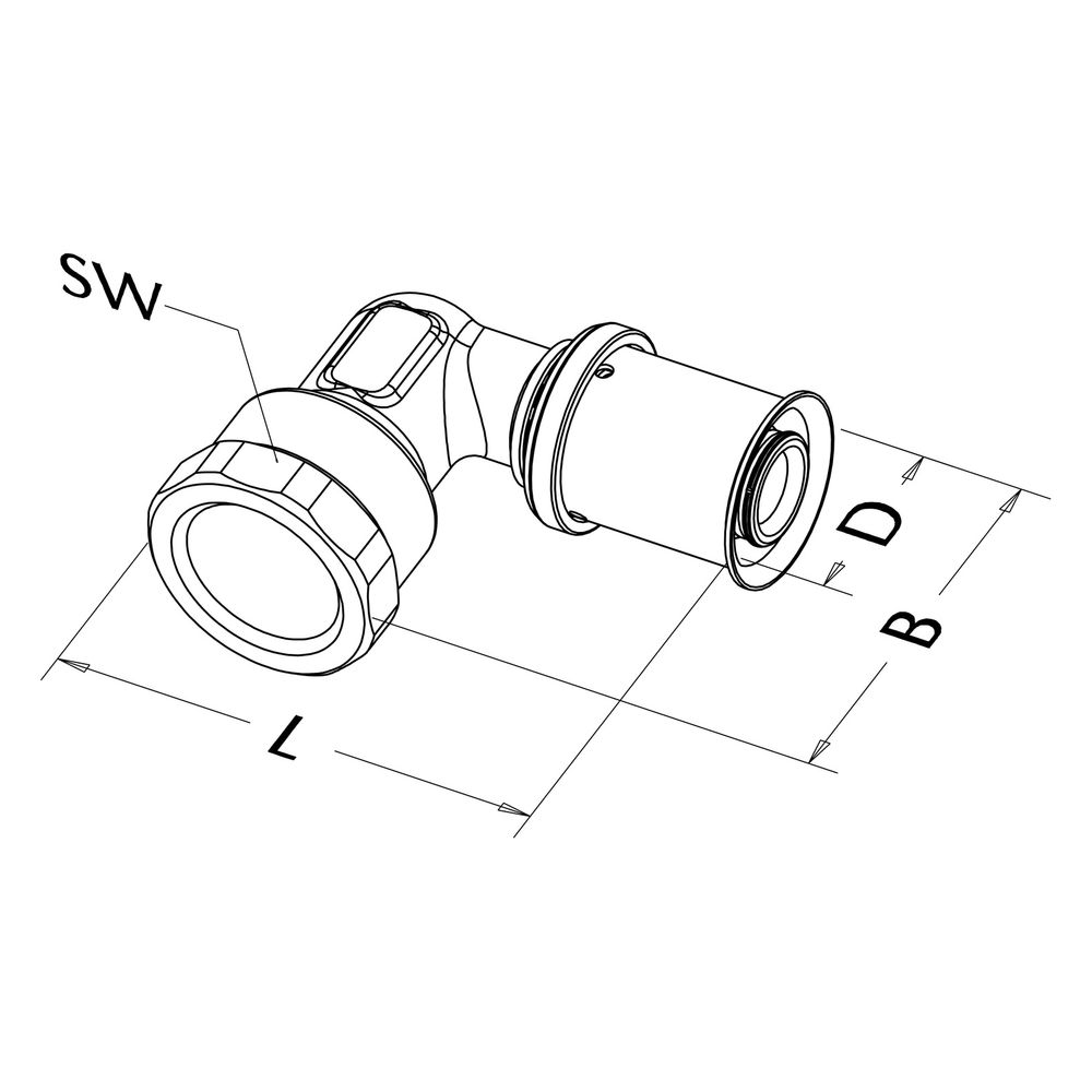 Roth Übergangswinkel 25mm x 3/4" IG, 90 Grad, Messing, 1135001244... ROTH-1135001244 4037115001178 (Abb. 2)