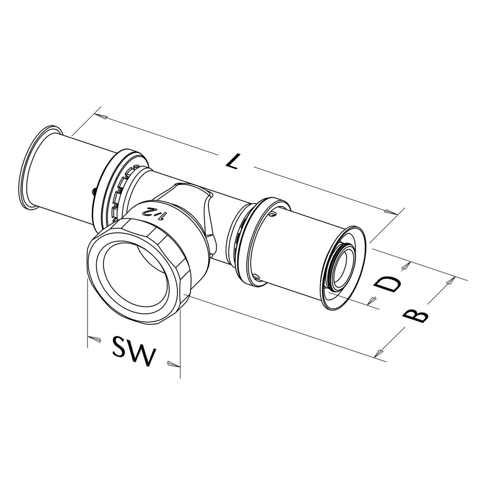 Roth T-Stück 17x1/2" IGx17mm, 10 bar, Messing, 1135001131... ROTH-1135001131 4037115000621 (Abb. 2)