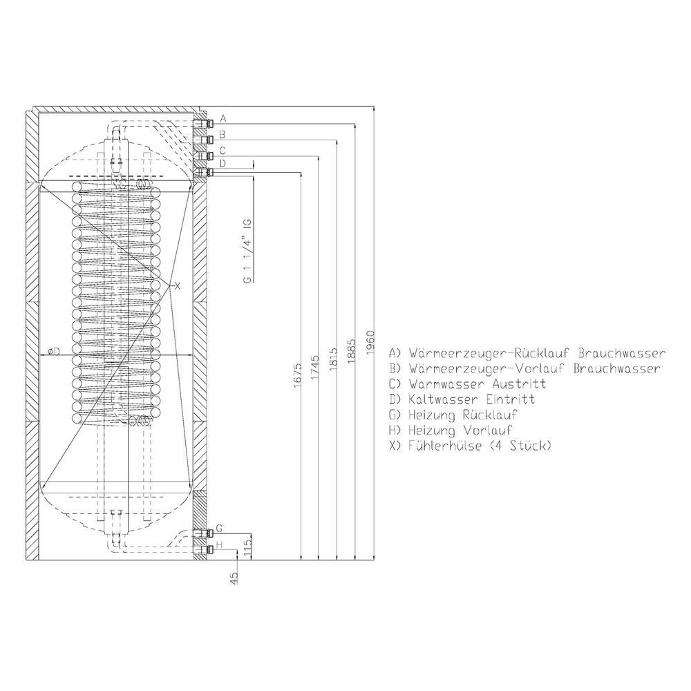 Roth Warmwasserkombispeicher Quadroline TQ-TWK 500, 490L Volumen, Schichtladesystem... ROTH-1115009952 4037115038952 (Abb. 2)