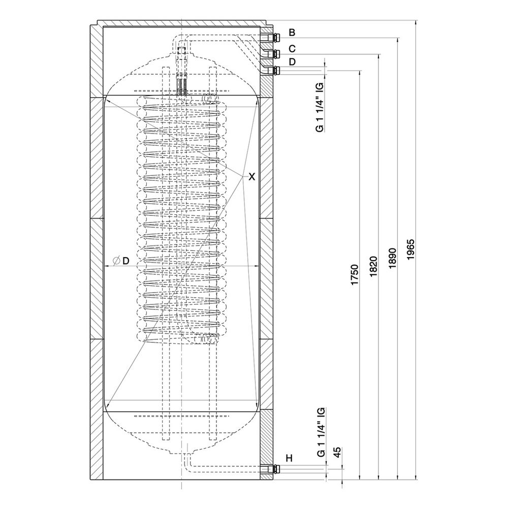 Roth Warmwasserspeicher Quadroline TQ-TW 325, 321L Volumen, Warmwasserwärmetauscher 5m... ROTH-1115009464 4037115035609 (Abb. 2)