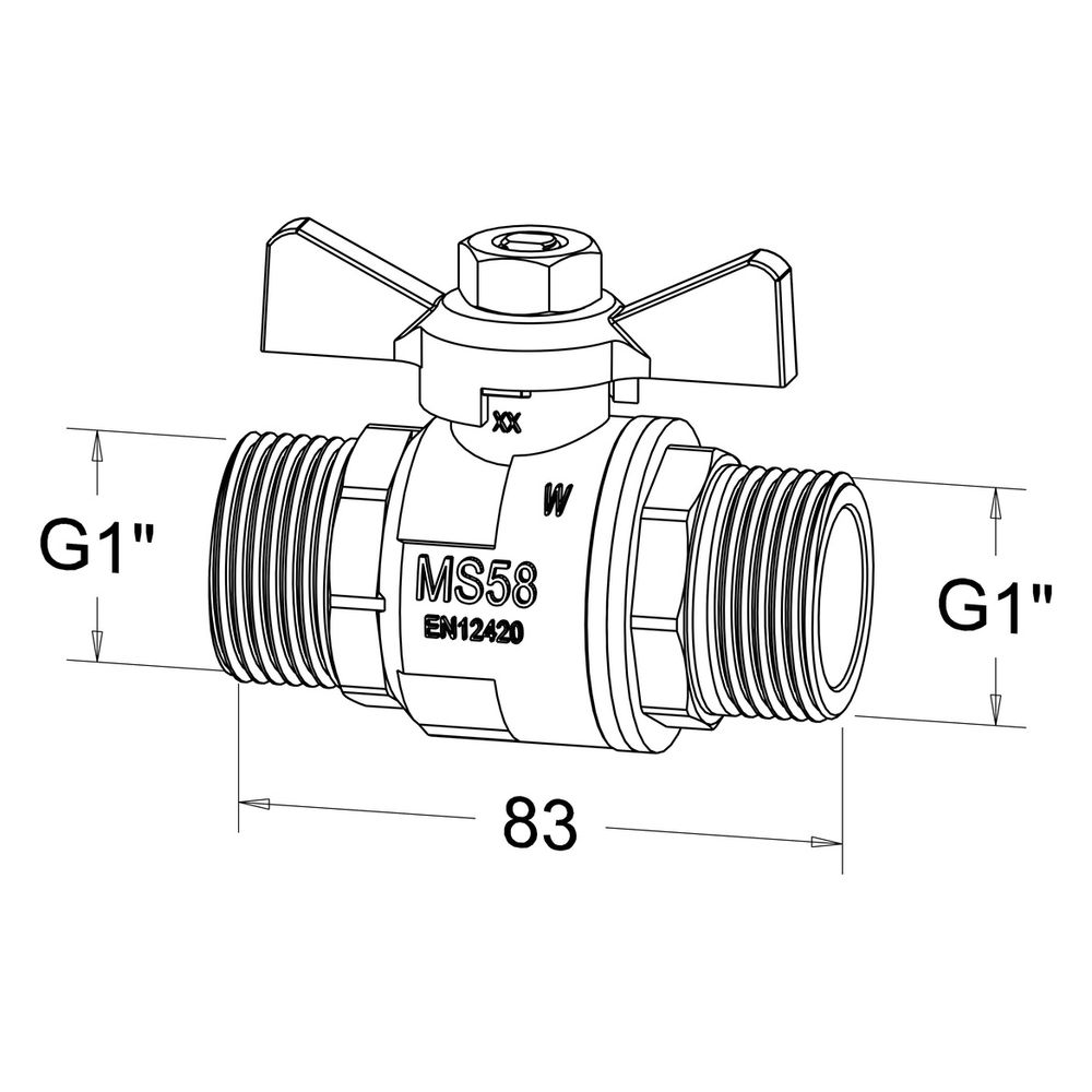 Roth Kugelhahn gerade G 1" AG x G 1" AG, Messing vernickelt, 1135010080... ROTH-1135010080 4037115071751 (Abb. 2)