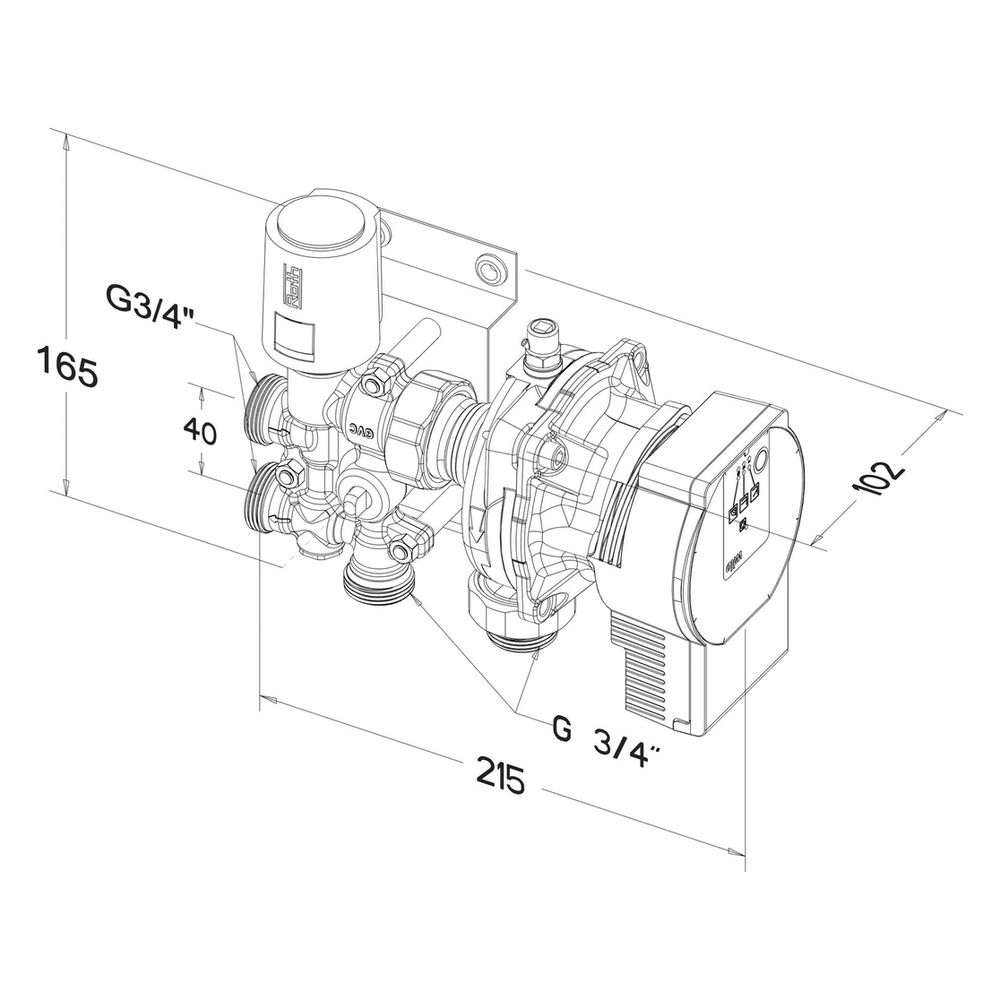 Roth Kleinflächenregelstation Festwertregelung, 215x165x102mm, 6 bar, 10-45 Grad C, Me... ROTH-1135004000 4037115017230 (Abb. 3)
