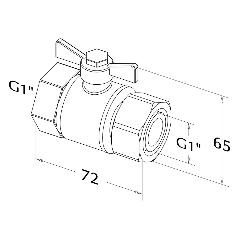 Roth Kugelhahn flachdichtend G 1" IG x G 1" IG, PN 25, Messing vernickelt... ROTH-1135006454 4037115032684 (Abb. 2)