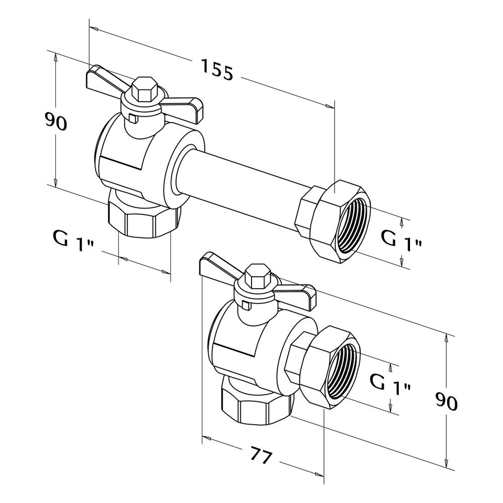 Roth Winkelanschlussgruppe 1", flachdichtend, rechtwinklig, Messing, vernickelt... ROTH-1135007314 4037115036989 (Abb. 2)