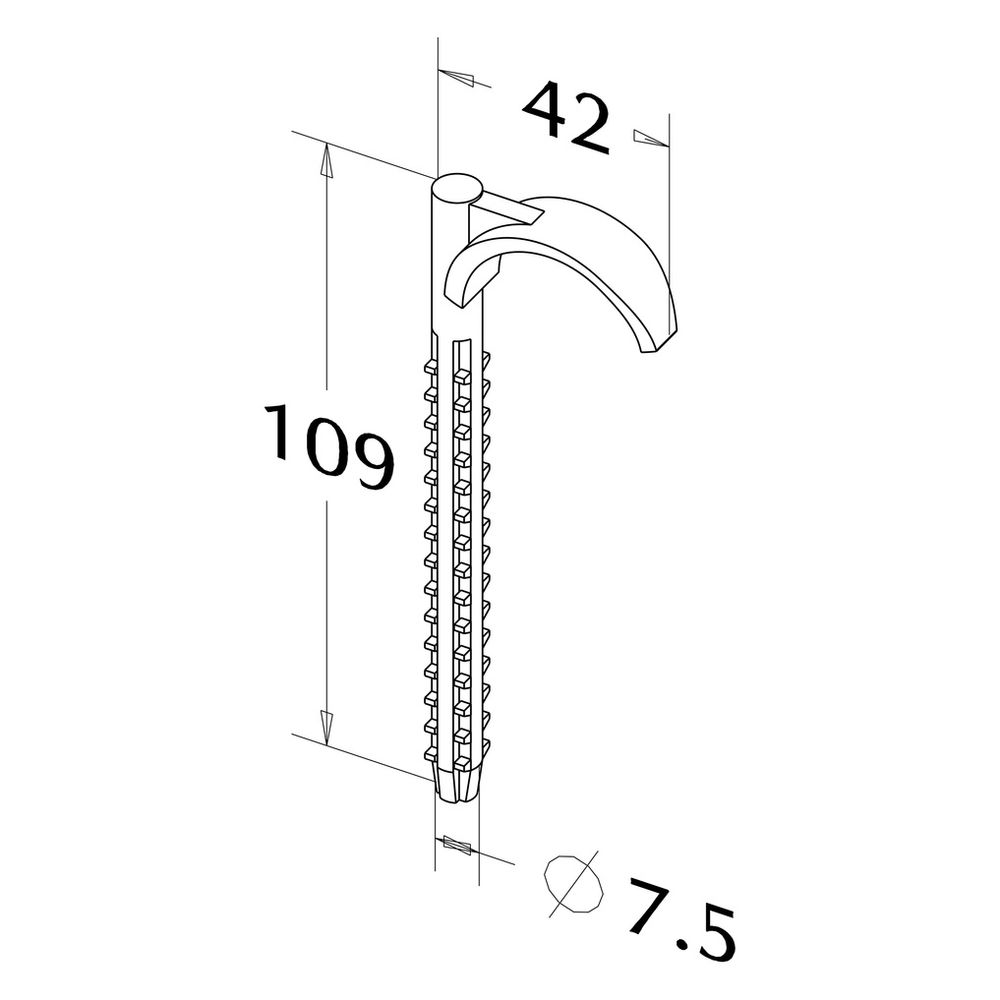 Roth Dübelhaken E einlappig, 109x42x7,5mm, Kunststoff, schwarz, 1135000355... ROTH-1135000355 4037115002625 (Abb. 2)