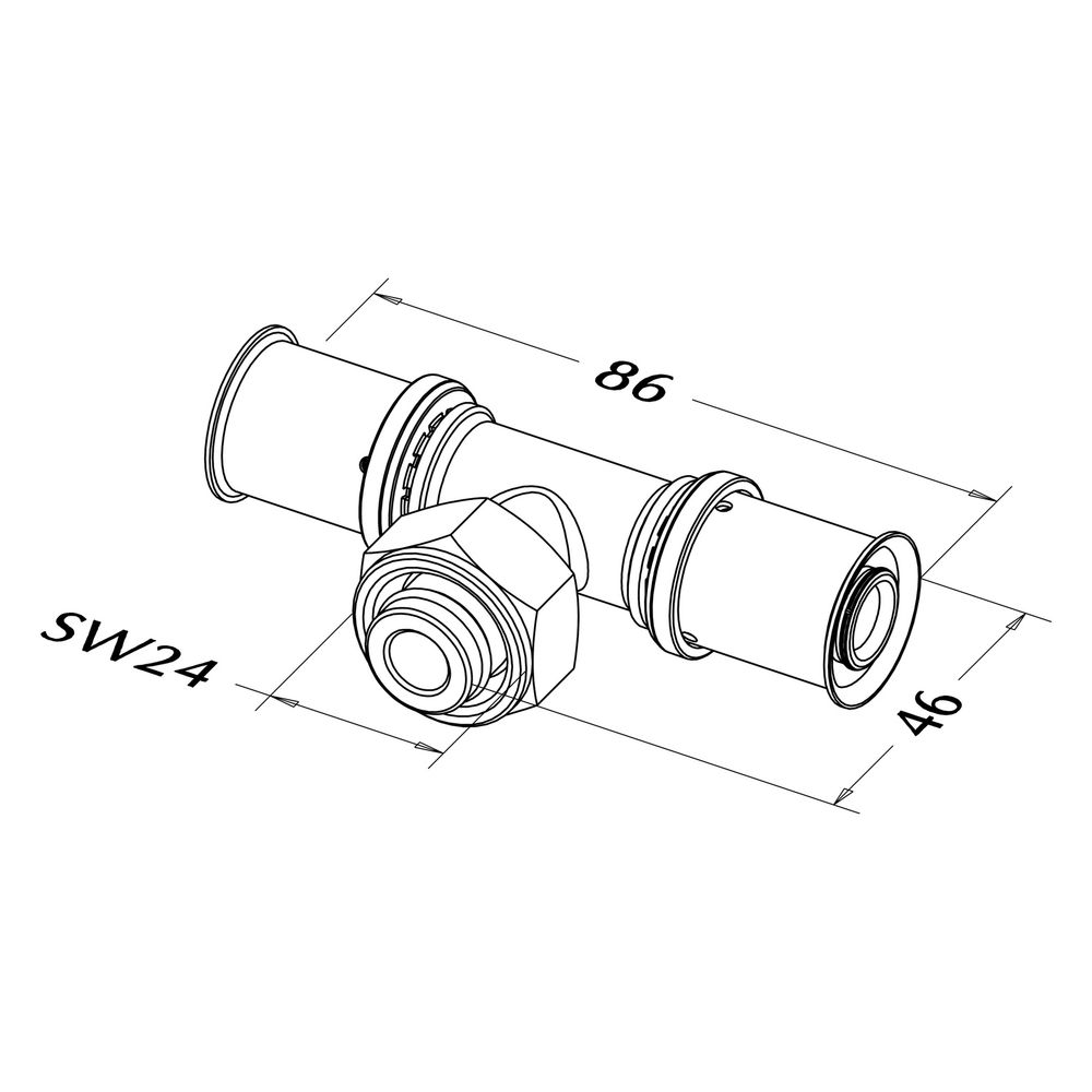 Roth Übergangs-T-Stück Geberit MeplaFix, 17x1/2" IGx17mm, Messing, 1135007225... ROTH-1135007225 4037115035579 (Abb. 2)