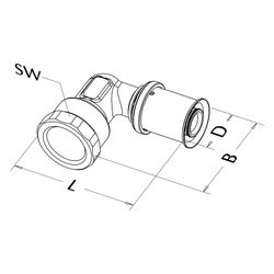 Roth Übergangswinkel 25mm x 3/4" IG, 90 Grad, Messing, 1135001244... ROTH-1135001244 4037115001178 (Abb. 1)