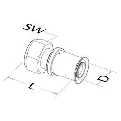 Roth Anschlussverschraubung gerade, 17mm x 3/4" IG, Messing, 1135000518... ROTH-1135000518 4037115001765 (Abb. 1)