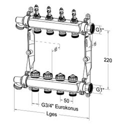 Roth Heizkreisverteiler Edelstahl, 4 Gruppen, G 1" IG, 300x330x65mm, 1135009999... ROTH-1135009999 4037115071195 (Abb. 1)