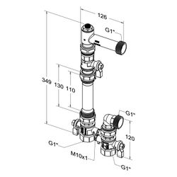 Roth Anschlussset Wärmemengenzähler senkrecht, mit 3 Kugelhähnen, vernickelt, 11350100... ROTH-1135010091 4037115071867 (Abb. 1)