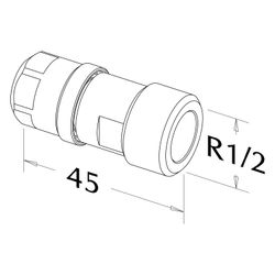 Roth Übergangsnippel CC Compact 11mm gerade, DN 8, 1/2", 45mm, Messing... ROTH-1135003447 4037115012426 (Abb. 1)