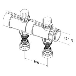 Roth Industrieverteiler Kunststoff, 2 Gruppen, ohne Durchflussanzeige, G 1 1/2" x 25mm... ROTH-1135006276 4037115031854 (Abb. 1)