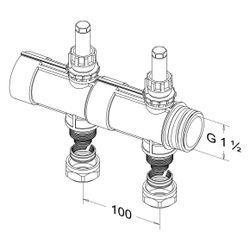 Roth Industrieverteiler Kunststoff, 2 Gruppen, mit Durchflussanzeige, G 1 1/2" x 25mm,... ROTH-1135007693 4037115046452 (Abb. 1)