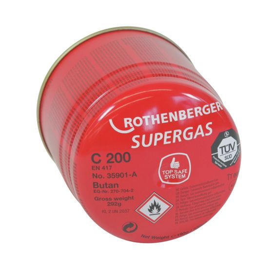 Rothenberger Gaskartusche C200 A Sicherheitssystem 330 Milliliter Butan Propan Gasmischung 0 bis 1800 Grad Celsius