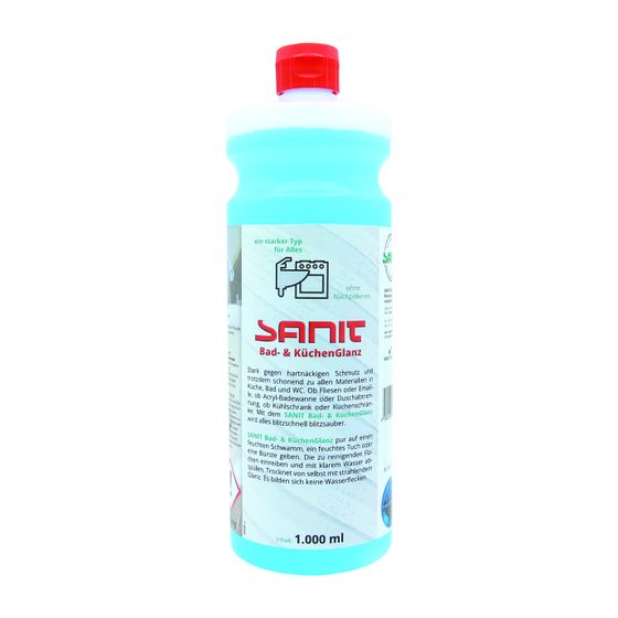 Sanit Bad- und Küchen-Glanz Reiniger für alle Oberflächen in Küche, Bad und WC, 1000ml Flasche