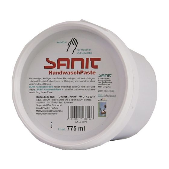 Sanit Handwasch-Paste sandfrei, hochwertige Reinigungspaste, 775 ml Dose