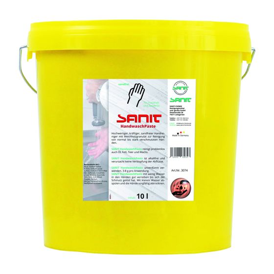 Sanit Handwasch-Paste sandfrei, hochwertige Reinigungspaste, 10l Eimer