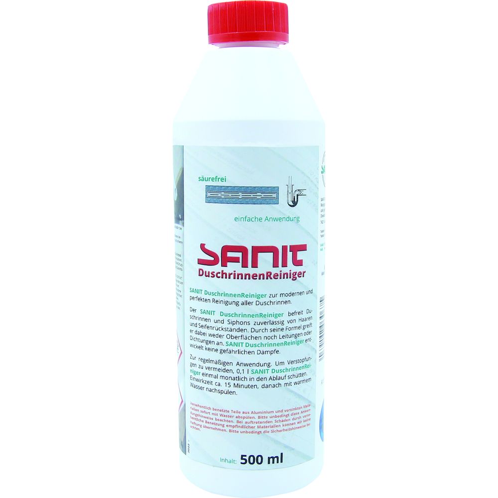 Sanit Chemie Sanit Duschrinnen-Reiniger zur Reinigung aller Duschrinnen ohne gefährliche Dämpfe, 500ml Flasche 3067