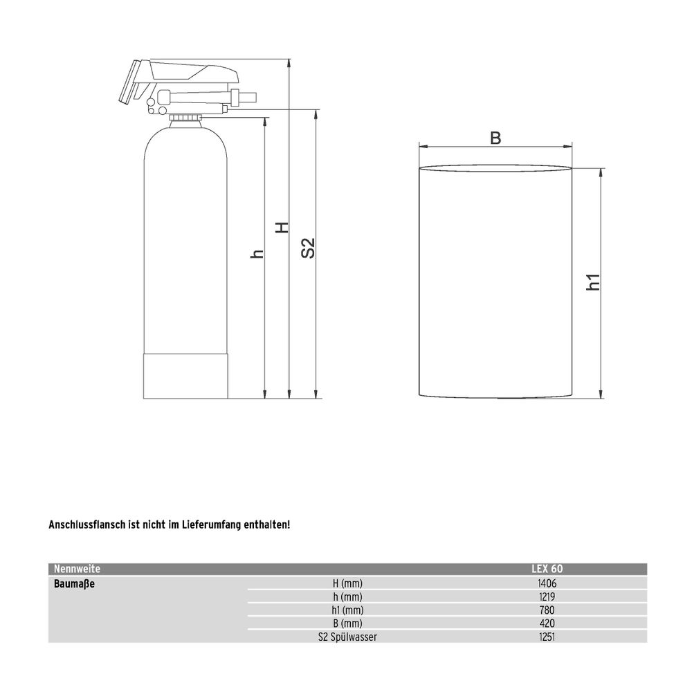 SYR Sasserath Lex 1500 Connect Einzelenthärtungsanlage LEX 60, 4,5m3/h, 120m3 Gr... SASSERATH-1500.00.060 4017905211697 (Abb. 4)