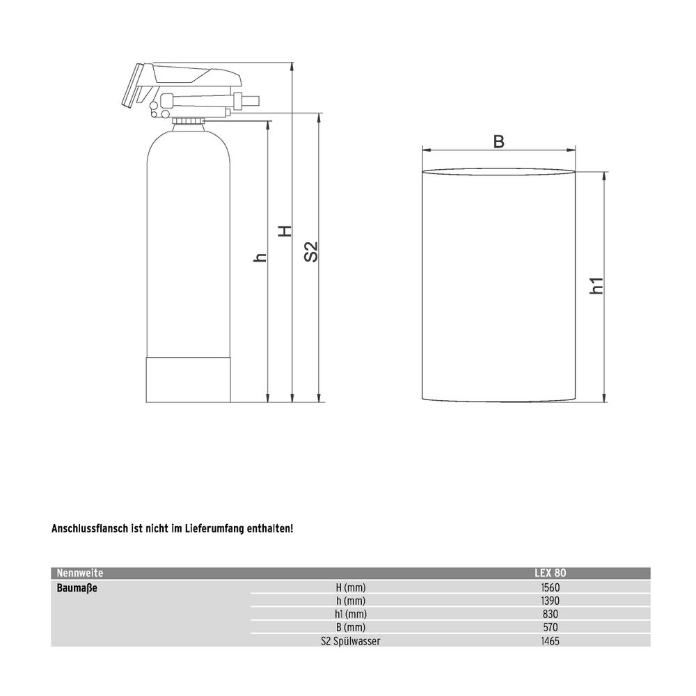 SYR Sasserath Lex 1500 Connect Einzelenthärtungsanlage LEX 80, 5,0m3/h, 160m3 Gr... SASSERATH-1500.00.080 4017905211710 (Abb. 4)